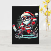 Grappige Kerstman die ijshockeyliefhebbers jongens Kaart (Gele Bloem)