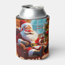Grappige Kerstman die ontspant met rode wijn