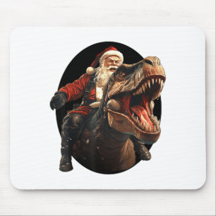Grappige Kerstman die op een dinosaurus rijdt, Vin Muismat