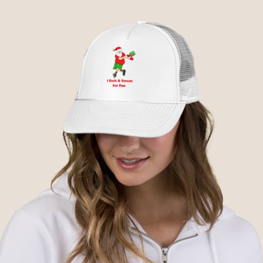 Grappige Kerstman die Pickleball speelt Ik sprint Trucker Pet (In situ)
