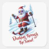 Grappige Kerstman die Sneeuw Verscheurt Kerststick Vierkante Sticker (Voorkant)