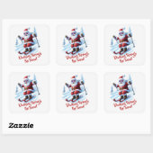 Grappige Kerstman die Sneeuw Verscheurt Kerststick Vierkante Sticker (Vel)