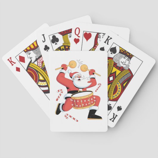 Grappige Kerstman Drummer Lelijke Kerstmis Kerst D Pokerkaarten (Achterkant)