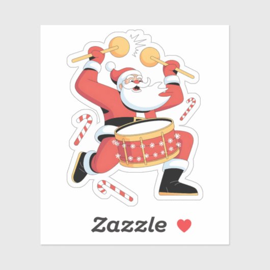 Grappige Kerstman Drummer Lelijke Kerstmis Kerst D Sticker (Vel)