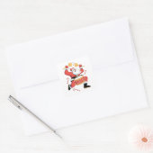 Grappige Kerstman Drummer Lelijke Kerstmis Kerst D Vierkante Sticker (Envelop)