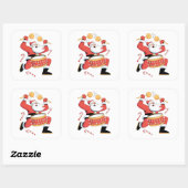 Grappige Kerstman Drummer Lelijke Kerstmis Kerst D Vierkante Sticker (Vel)