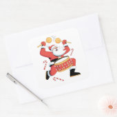 Grappige Kerstman Drummer Lelijke Kerstmis Kerst D Vierkante Sticker (Envelop)