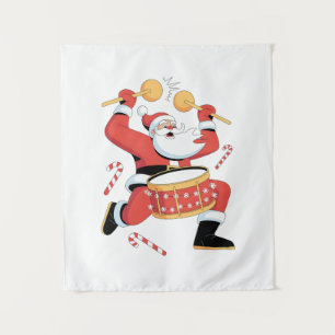 Grappige Kerstman Drummer Lelijke Kerstmis Kerst D Wandkleed