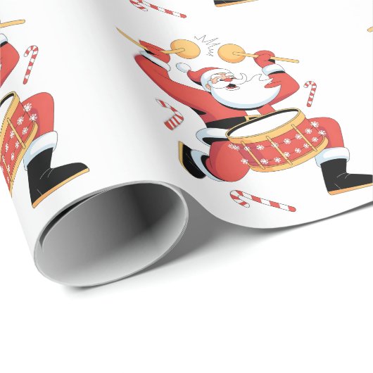 Grappige Kerstman Drummer Ugly Christmas Drumming Cadeaupapier (Rol Hoek)