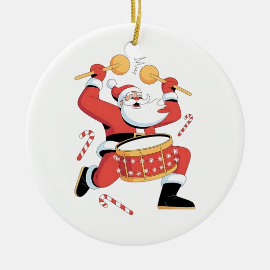 Grappige Kerstman Drummer Ugly Christmas Drumming Keramisch Ornament (Voorkant)