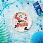 Grappige Kerstman Drummer Ugly Christmas Drumming Papieren Bordje (Feest)