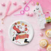 Grappige Kerstman Drummer Ugly Christmas Drumming Papieren Bordje (Feest)