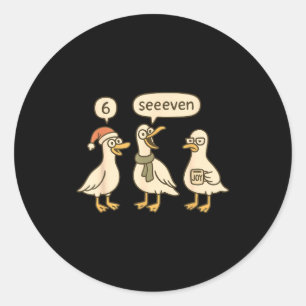 Grappige Kerstman Dwaas Gans 6 7 Kerst Ganzen Zes Ronde Sticker