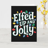 Grappige Kerstman Elfed Up En Vrolijk Kaart (Gele Bloem)