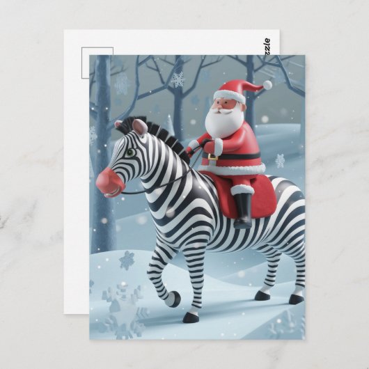 Grappige kerstman en een Zebra Briefkaart (Voorkant / Achterkant)