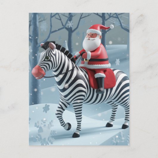 Grappige kerstman en een Zebra Briefkaart (Voorkant)