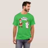 Grappige Kerstman en eenhoorn Verrassing Ontmoet K T-shirt (Voorkant volledig)