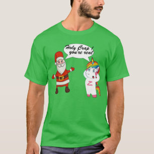 Grappige Kerstman en eenhoorn Verrassing Ontmoet K T-shirt
