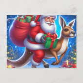 Grappige kerstman en kangoeroe briefkaart (Voorkant)