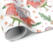Grappige Kerstman en Kerstbomen  Cadeaupapier (Rol Hoek)