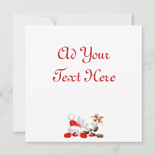 Grappige Kerstman en Rendier Cartoon Kaart (Achterkant)