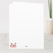 Grappige Kerstman en Rendier Cartoon Kaart (Achterkant)