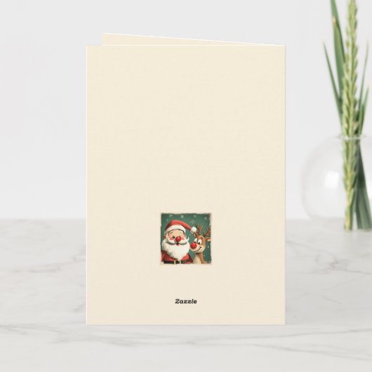 Grappige kerstman en rendier kerst Kaart (Achterkant)