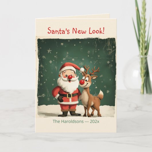 Grappige kerstman en rendier kerst Kaart (Voorkant)