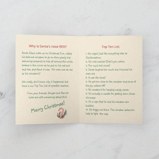 Grappige kerstman en rendier kerst Kaart (Binnen)