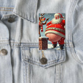 Grappige Kerstman en Rendier Kerstmis Button (Insitu)