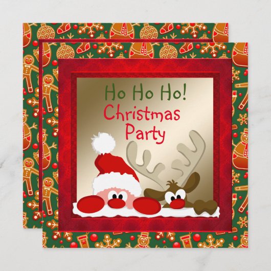 Grappige kerstman en rendier Kinderen kerstfeest u Kaart (Voorkant / Achterkant)