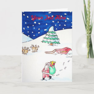 Grappige kerstman en rendier met cadeaus voor Kers Feestdagen Kaart