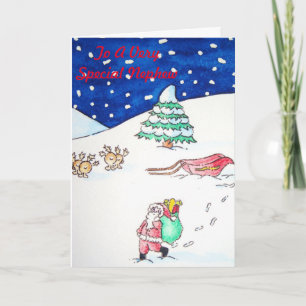 Grappige kerstman en rendier met cadeaus voor Kers Feestdagen Kaart