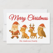 Grappige kerstman en rendier parade kerst feestdagenkaart (Voorkant)