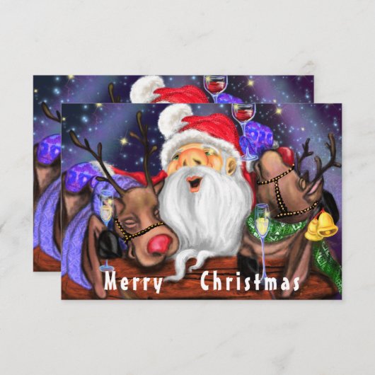 Grappige Kerstman en rendieren Kerst keukenhanddoe (Voorkant / Achterkant)