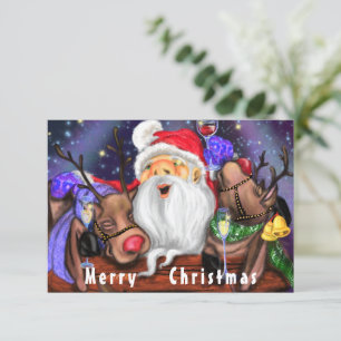 Grappige Kerstman en rendieren Kerst keukenhanddoe