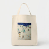 Grappige Kerstman en Sneeuwscène voor Kerstmis Tote Bag (Voorkant)