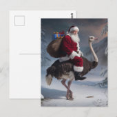 Grappige Kerstman en struisvogel Kerstbezorging Briefkaart (Voorkant / Achterkant)