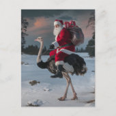 Grappige kerstman en struisvogel kerstsneeuw briefkaart (Voorkant)