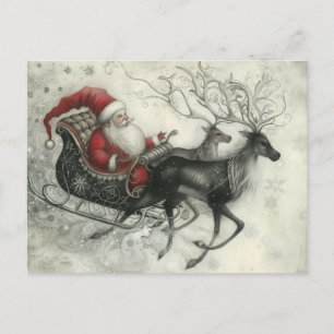 Grappige Kerstman en zijn rendier Feestdagenkaart