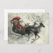 Grappige Kerstman en zijn rendier Feestdagenkaart (Voorkant / Achterkant)