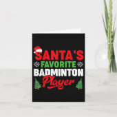 Grappige Kerstman Favoriete Badminton Speler Kerst Kaart (Voorkant)