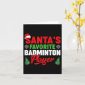 Grappige Kerstman Favoriete Badminton Speler Kerst Kaart (Gele Bloem)
