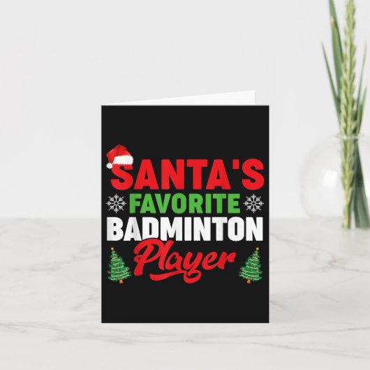 Grappige Kerstman Favoriete Badminton Speler Kerst Kaart (Voorkant)