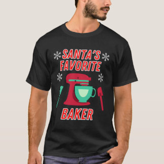 Grappige Kerstman Favoriete bakker liefde Bakken K T-shirt