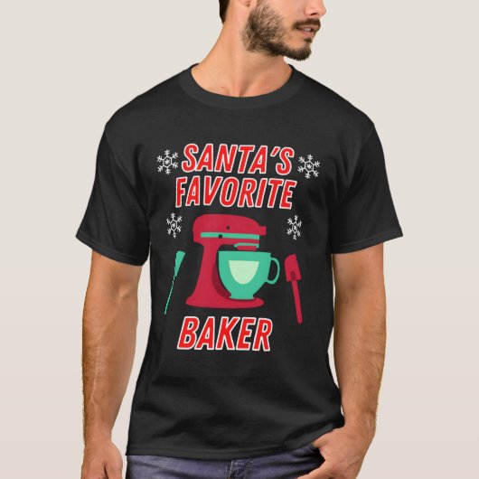 Grappige Kerstman Favoriete bakker liefde Bakken K T-shirt (Voorkant)
