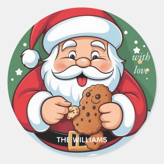 Grappige Kerstman Feestelijke Cookie Vakantie Ronde Sticker (Voorkant)