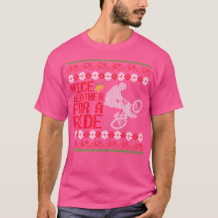 Grappige Kerstman Fietser Lelijke Kerst BMX Rid T-shirt