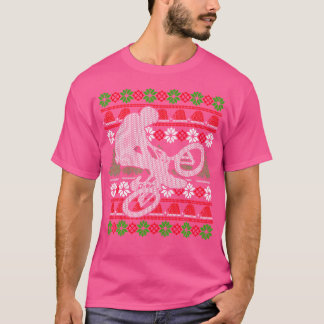 Grappige Kerstman Fietser Lelijke Kerst BMX Rid T-shirt