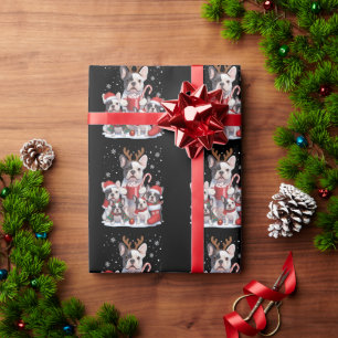 Grappige Kerstman Franse Bulldog Honden Kerstmis Cadeaupapier